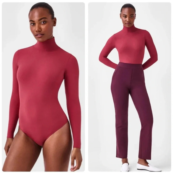 Spanx Suit Yourself Ribbed Long Sleeve Turtleneck Bodysuit Size Large NWT New - Picture 1 of 16